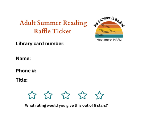 Summer Reading raffle ticket example