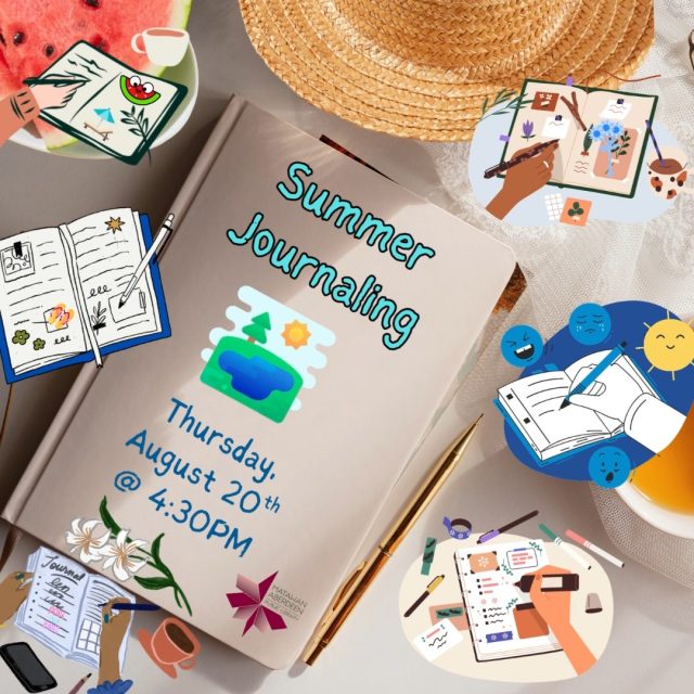 Summer Journaling 🖊️📔🌞🖋️📒⛱️✏️📓🌻Thursday, August 20th @ 4:30PM
Drop into our meeting room for some quiet time to journal. We will be writing about everything we love about summer. There will be fancy pens and stickers, and some summery prompts if you need some ideas. We will  have extra notebooks available if you need, or you can bring your own. Can't wait to see you there! Open to kids and teens entering grades 4 and up.  No registration required. 
QUESTIONS? Call: 732-583-9100 or email: maplkids@mapl.org
#mapl165 #aberdeennj #matawannj #maplprograms #maplyouthprograms #mapltweenprograms #maplteenprograms #dropincraft #dropincrafts #dropincrafting #Journaling #journalinspiration #journalingcommunity #journaling