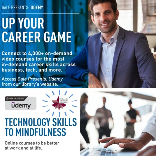 The Adult Services Featured Electronic Resource for August is UDEMY!
Found on our home page (mapl.org) under Electronic Resources in the "Art" category as well as the "Career & Education" area, AND in our Employment Resources, Udemy features a collection of more than 4,000+ online video courses taught by world-class instructors. To find the Art related offerings, click on Categories, then select Personal Development | Arts & Creativity. There you will find a wide selection of courses on music, painting, photography, and illustration. Other top-rated courses offer upskilling in the areas of business, tech, and personal development across 75+ different categories such as web development, cloud computing, leadership & management, finance & accounting, office productivity, and so much more!!!
Try it today, all you need is your library card to make an account and retain your learning history...

QUESTIONS? Call: (732) 583-9100 or email: techq-mapl@mapl.org
#mapl165 #aberdeennj #matawannj #maplprograms #mapladultprograms #adultonlineresources #libraryelectronicresources #udemy #allyouneedisyourlibrarycard