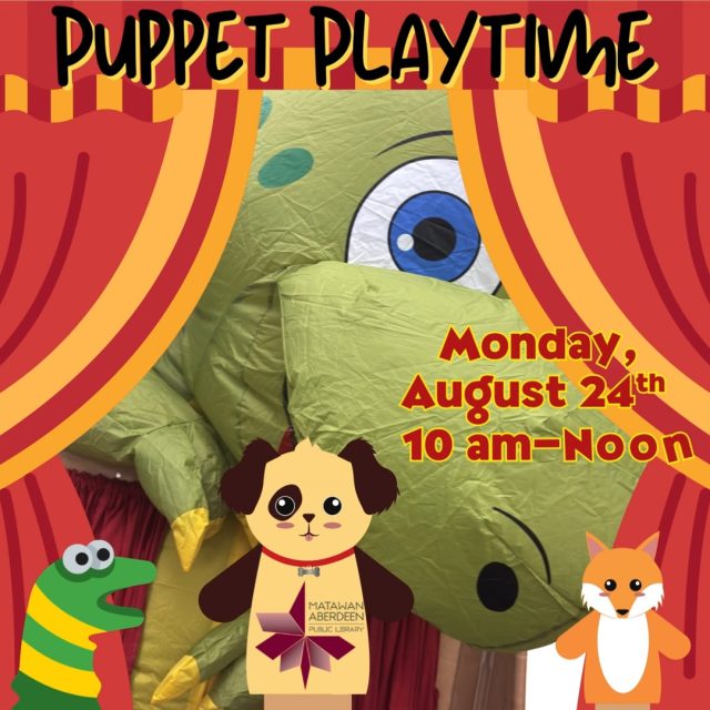 Puppet Playtime 🦇🐶🦊🦖 Monday, August 24th, 10 am - Noon
Stop by the Children's Department to have some fun with our puppets! We have animals and bugs, kings and queens, and lots more fun friends for you to meet. Maybe you can open the red curtains in our play area and put on a show!
Open to children of all ages. No registration required.
QUESTIONS? Call: 732-583-9100 or email: maplkids@mapl.org
#mapl165 #aberdeennj #matawannj #maplprograms #librarygameday #librarymondayfunday #puppetplaytime #maplsummerreading #summerreading #summerreading2026 #UnearthAStory #whoisinthedinosaur