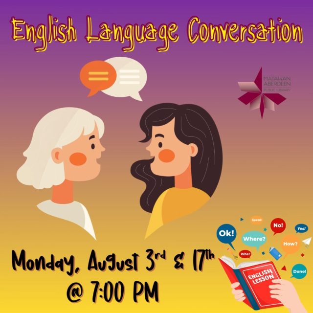 English Language Conversation 🗣️Monday, August 17th @ 7 pm
Every month we will be offering English Language Conversation on the 1st and 3rd Mondays! This is a chance to practice your English. Anyone is welcome. We will work together to practice fluency. No registration required.
QUESTIONS? Call: (732) 583-9100 or email: mapladults@mapl.org
#mapl165 #aberdeennj #matawannj #maplprograms #mapladultprograms #englishlanguagelearners #englishlanguageconversation