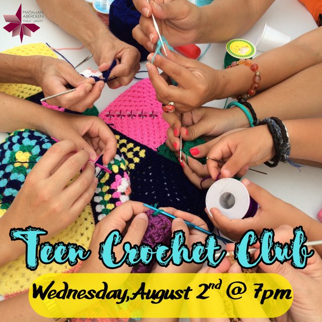 Teen Crochet Club 🧶🪡Wednesday, September 2nd @ 7:00PM
What's the stitch? If you love crocheting or you always wanted to learn, this is the club for you! Bring your supplies and spend some time with other teens who love to make yarn crafts. We will have yarn and hooks for those who may need it, and we can also provide some assistance with learning. Hope to see you there! 
Open to patrons entering grades 6-12. 
No registration required. 
QUESTIONS? Call: (732) 583-9100 or email: maplkids@mapl.org
#mapl165 #aberdeennj #matawannj #maplprograms #maplyouthprograms #MAPLteenprograms #libraryteens #libraryteensrock #libraryteenevents #libraryteenprograms #teencrochet #teencrocheter #teencrochetclub