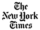 New York Times The New York Times logo in blackletter font on a white background.